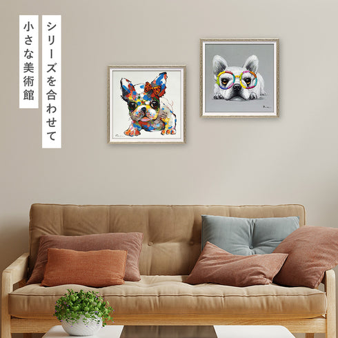 アート 絵画 壁掛け 油絵 33X33cm オイルペイント カラフルグラス.|s4